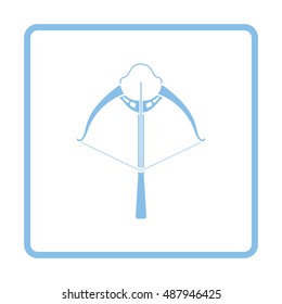 Crossbow icon. Blue frame design. Vector illustration.