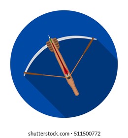 Crossbow icon in flat style isolated on white background. Weapon symbol stock vector illustration.