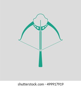 Crossbow icon. Gray background with green. Vector illustration.
