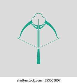 Crossbow icon. Gray background with green. Vector illustration.