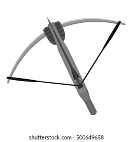 Crossbow icon monochrome. Single weapon icon from the big ammunition, arms set.