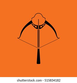 Crossbow icon. Orange background with black. Vector illustration.