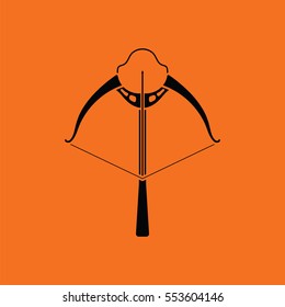 Crossbow icon. Orange background with black. Vector illustration.