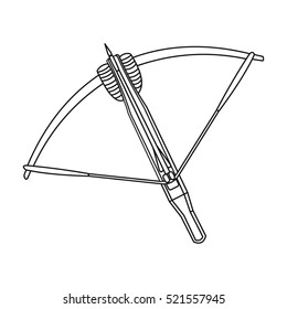 Crossbow icon outline. Single weapon icon from the big ammunition, arms set.