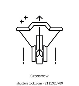 crossbow icon. Outline style icon design isolated on white background
