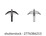 Crossbow icon set representing medieval weapon with horizontal bow form ideal for historical game design fantasy illustration and weapon collections clean vector style