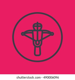 crossbow line icon in circle, arbalest sign, vector illustration