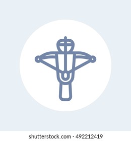 crossbow line icon isolated on white