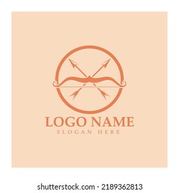  crossbow logo with archery concept modern icon illustration design vector template