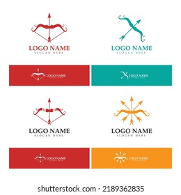  crossbow logo with archery concept modern icon illustration design vector template