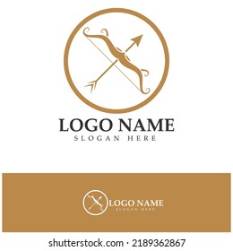  crossbow logo with archery concept modern icon illustration design vector template