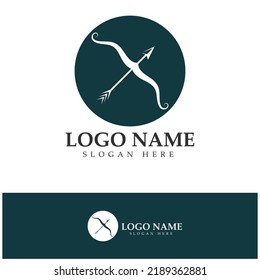  crossbow logo with archery concept modern icon illustration design vector template