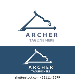 Crossbow logo image archery arrow vector, elegant modern simple icon design template