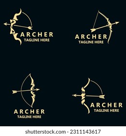 Crossbow logo image archery arrow vector, elegant modern simple icon design template