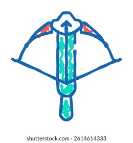 crossbow medieval weapon doodle icon sketch vector. crossbow medieval weapon sign. isolated symbol illustration