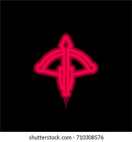 Crossbow red glowing neon ui ux icon. Glowing sign logo vector