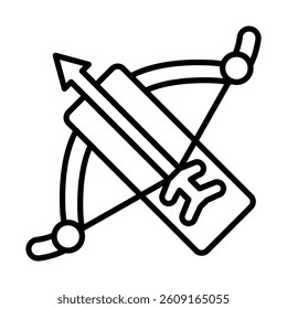 Crossbow Vector Line Icon Design