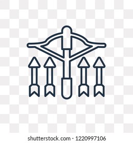 Crossbow vector outline icon isolated on transparent background, high quality linear Crossbow transparency concept can be used web and mobile