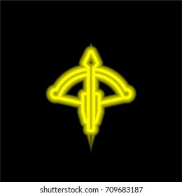 Crossbow yellow glowing neon ui ux icon. Glowing sign logo vector