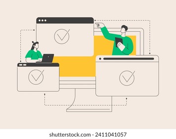 Cross-browser compatibility abstract concept vector illustration. Multi-browser compatible, cross-browser development, software compatibility testing, website user experience abstract metaphor.