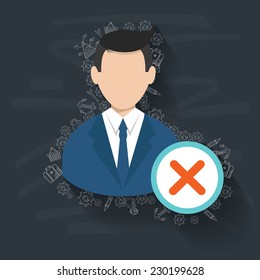 Cross,Businessman on blackboard background,vector