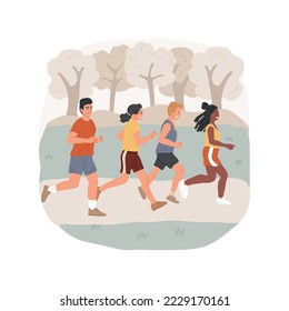 Cross-country running isolated cartoon vector illustration. High school physical education, extreme sport, outdoor training, jogging, healthy lifestyle, cross-country race vector cartoon.