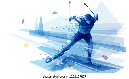 Cross-country skier on the run