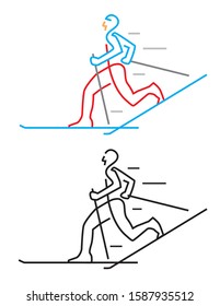 Cross-country skier on the run.
Vector available.