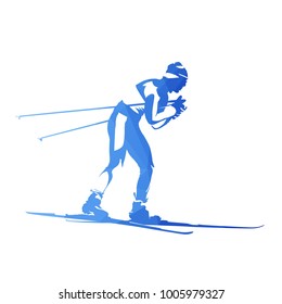Cross-country skiing, abstract geometric vector silhouette