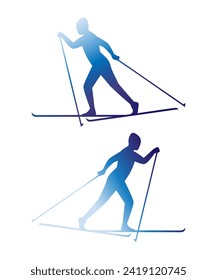 Cross-country skiing, classic diagonal stride technique.