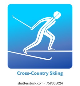 Cross-country skiing icon. Olympic species of events in 2018. Winter sports games icons, vector pictograms for web, print and other projects. Vector illustration isolated on a white background