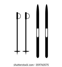 Cross-country skiing icon on white. Vector illustration.
