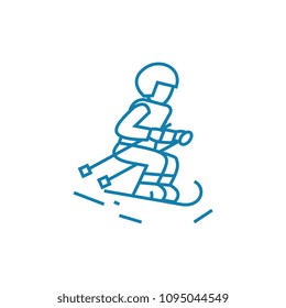 Cross-country skiing linear icon concept. Cross-country skiing line vector sign, symbol, illustration.