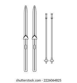 Cross-country skiing in the style of line art. vector illustration