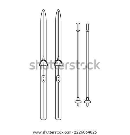 Cross-country skiing in the style of line art. vector illustration