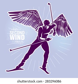 Cross-country skiing. Vector illustration created in topic "Second wind "