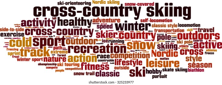 cross-country skiing word cloud concept. Vector illustration