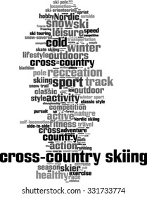 cross-country skiing word cloud concept. Vector illustration