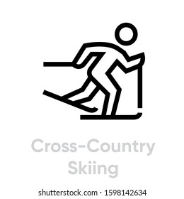 Cross-Country Skilling sport icons. Editable stroke