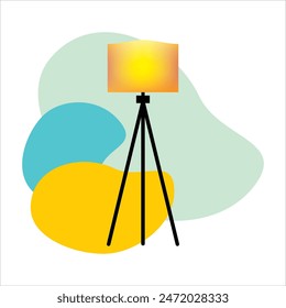 Crosscut living room floor lamp vector, modern tripod lamp illustration