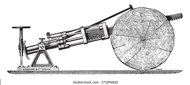 Crosscut Säge, vintage gravierte Illustration. Industrielle Enzyklopädie E.-O. Lami - 1875. 