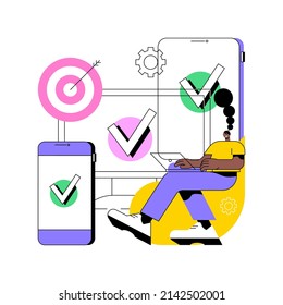 Cross-device tracking abstract concept vector illustration. Multi device use and reports, one user profile, cross-device tracking capability, analytics, device identification abstract metaphor.