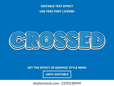 Crossed 3D editable text effect template. Style premium free font license vector