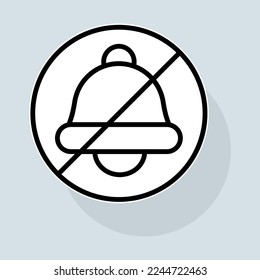 Crossed alarm clock line icon. Ringtone, message, jingle, clock, notification, alarm, unread, phone icon, bell, alarm call. Sound concept. Vector sticker line icon on white background