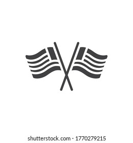 Crossed American Flags vector icon. filled flat sign for mobile concept and web design. USA flags glyph icon. Symbol, logo illustration. Vector graphics