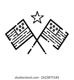 Crossed American flags – vector icon