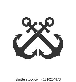 Crossed anchors graphic icon.  Anchors of ships sign Isolated on white background. Vector illustration