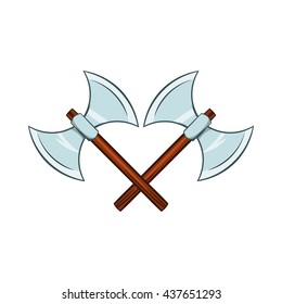 Crossed ancient battle double axes icon