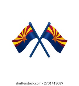 Estado de Arizona cruzado ondeando banderas, Ilustración vectorial aislada	