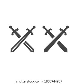 Schwarze Vektorsymbol überquert. Mittelalterliche Schwerter: Krieg oder Kampf im Spiel Symbol.